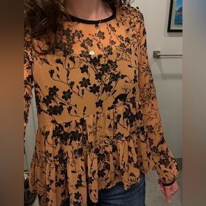 Kimchi Blue Black Floral Blouse
